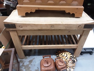 Lot 1091 - Large wooden butcher's block on stand