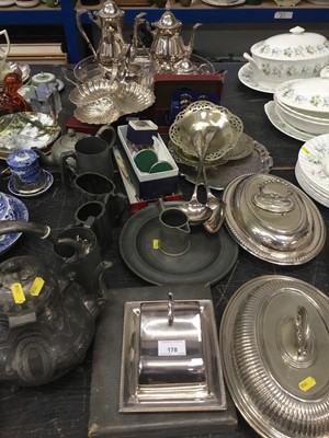 Lot 178 - Silver plated wares and antique pewter