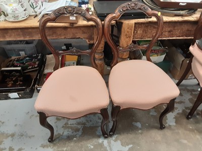 Lot 1137 - Set of Six Victorian carved Balloon back dining chairs