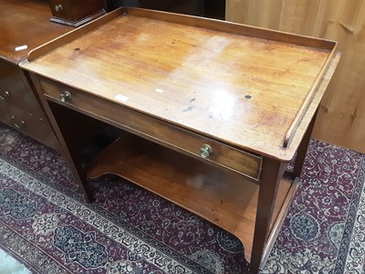 Lot 1045 - Victorian mahogany hall table with ledge back, single drawer on square taper legs with shaped undertier, 91cm wide, 53cm deep, 80cm high
