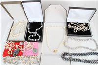 Lot 3317 - Group cultured pearl necklaces - including...