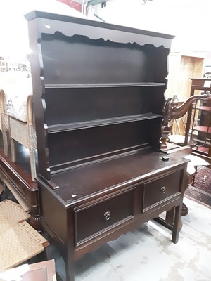 Lot 1048 - Oak two height dresser with two deep drawers below on chamfered square legs, 123cm wide, 45.5cm deep, 189cm high