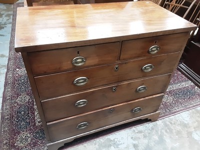 Lot 1050 - Nineteenth century mahogany chest of two short and three long graduated on bracket feet, 97.5cm wide, 52cm deep, 92.5cm high