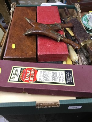 Lot 205 - Collection of knives to include horn handled carving set