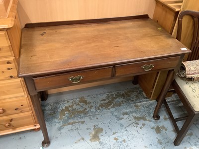 Lot 958 - Georgian-style mahogany side table with two drawers on taper legs on pad feet