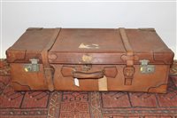 Lot 1484 - Vintage luggage - tan leather suitcase, with...