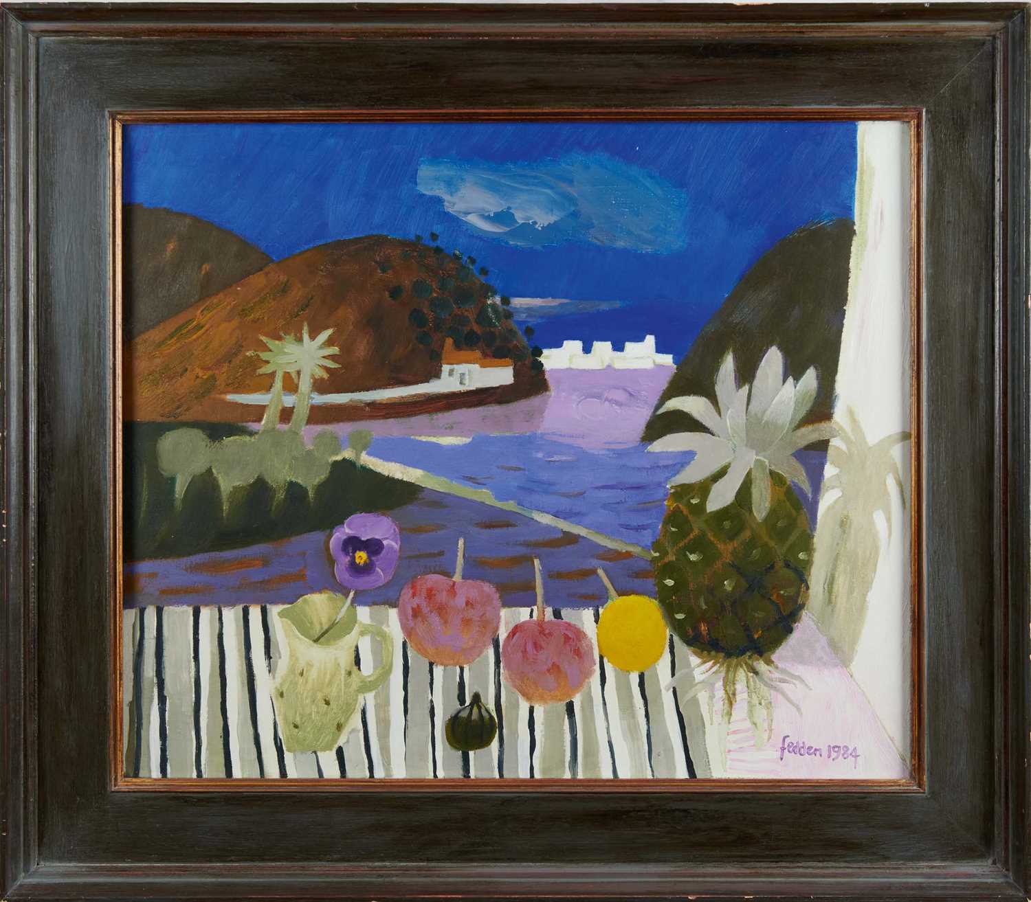 Lot 1060 - *Mary Fedden (1915-2012) oil on canvas - Still Life in Spain, signed and dated 1984, in glazed painted frame