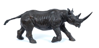 Lot 861 - James Osborne (1940-1992) limited edition bronze sculpture of a Rhinoceros, 56/1000