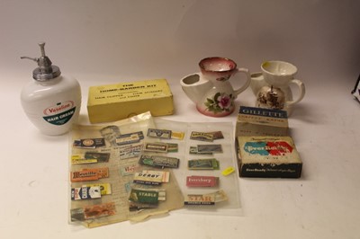 Lot 2762 - Collection Vintage barbers equipment including daily razor set and shaving mugs etc