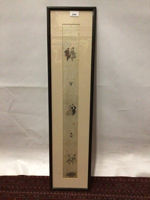 Lot 2086 - 19th century hand painted silk panel in mount, framed and glazed.