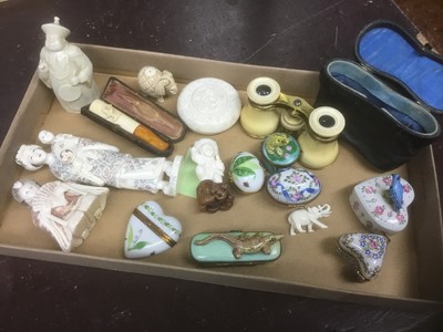 Lot 283 - Opera glasses, Limoges type boxes, group of ivories