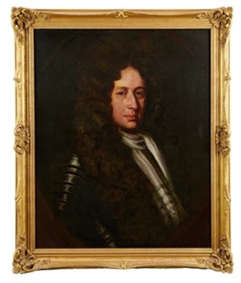 Lot 1215 - Manner of Peter Lely, oil on canvas, half length portrait of a Gentleman wearing armour