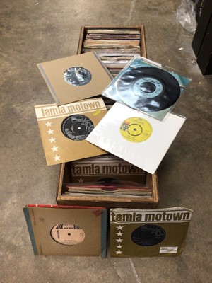 Lot 245 - Wooden box of approx 230 soul, funk and disco single records, including Detroit Emeralds, Johnny Williams, Undisputed Truth, Eddie Holman and Jimmy Ruffin