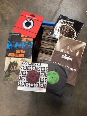 Lot 244 - Box of approx 200 punk and new wave single records, including The Clash, Stranglers, Motors, Depeche Mode and The Jam