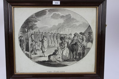 Lot 1010 - Henry Bunbury (1750-1811) after Edmund Scott, stipple engraving, The Parade, 36 x 44cm, glazed frame