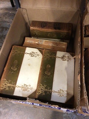 Lot 1741 - Two boxes of late 19th century volumes of Meyers Konversations-Lexikon, leather bound with marbled ends