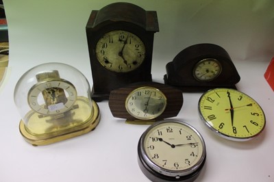 Lot 2374 - Collection of vintage clocks, including wall clocks, travel clocks and mantel clocks