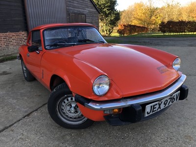 Lot 1986 - 1979 Triumph Spitfire 1500, finished in Orange with vinyl and hounds tooth check cloth interior, Reg. No. JEX 976V
