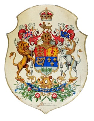 Lot 54 - Pair 1930s Canadian Royal Arms display shields