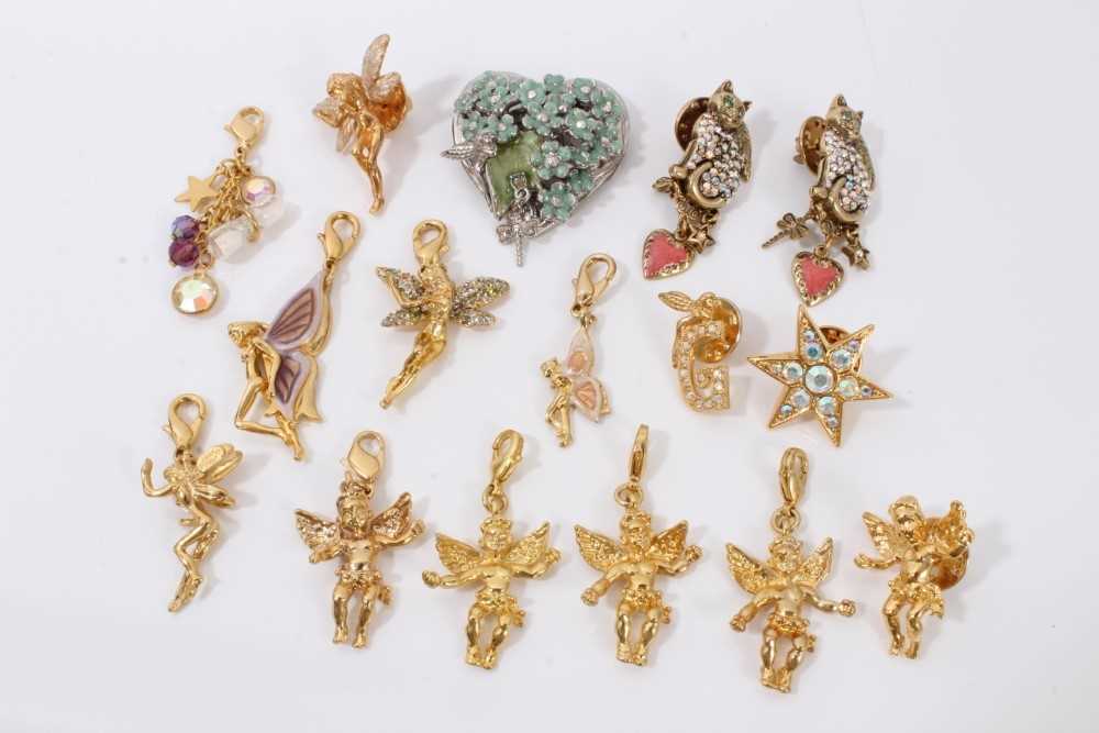 Lot 56 - Collection Kirks Folly gilt metal fairy and Cupid charms, together with other Kirks Folly pins