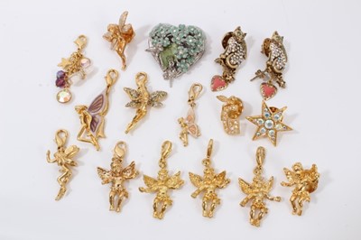 Lot 56 - Collection Kirks Folly gilt metal fairy and Cupid charms, together with other Kirks Folly pins