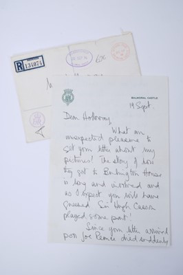 Lot 14 - H.R.H.The Duke of Edinburgh- handwritten double sided letter to his former Page, William Holloway dated 19th September 1976 and written on Balmoral Castle headed notepaper with the Dukes Royal ciph...
