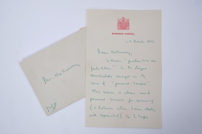 Lot 17 - The Right Honourable Admiral of the Fleet Earl Mountbatton of Burma - handwritten double sided letter dated 2nd March 1955 to Mr William Holloway, The Duke of Edinburgh's Page, written on Windsor...