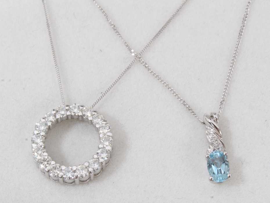 Lot 59 - Two white gold gem set pendants on 9ct white gold chains