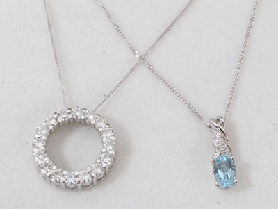 Lot 59 - Two white gold gem set pendants on 9ct white gold chains