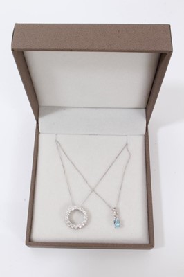 Lot 59 - Two white gold gem set pendants on 9ct white gold chains