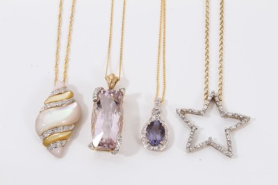 Lot 62 - Four 9ct gold pendants on chains