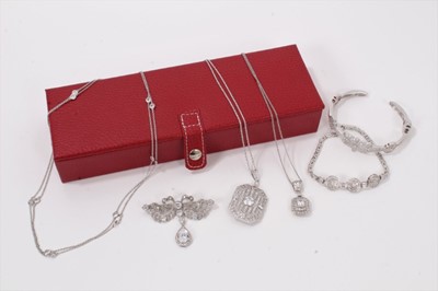 Lot 65 - Group of contemporary Belle Époque/ Art Deco style paste set silver jewellery