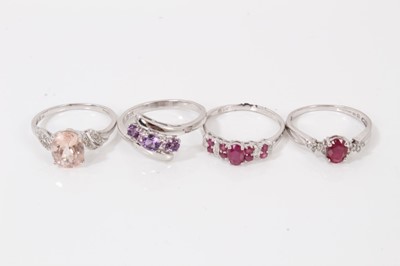 Lot 78 - Four 9ct white gold gem set dress rings