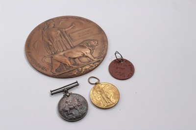 Lot 779 - First World War Memorial (Death) plaque named to Emanuel Schwartz, together with War and Victory medals named to 322 PTE. E. Schwartz. A. Cyc. Corps. and Dog tag showing Private Schwartz as Jewish....