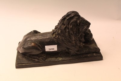 Lot 2450 - Bronze model of a seated lion