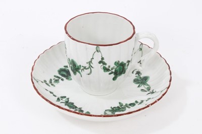 Lot 159 - A Bristol green monochrome coffee cup and saucer, circa 1775