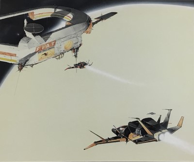 Lot 37 - English School, late 20th century, mixed media, science fiction scene