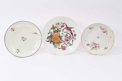 Lot 214 - A Pinxton saucer dish, circa 1800, a New Hall saucer dish, and a Chelsea Derby saucer dish