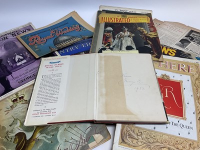 Lot 34 - H.M. Queen Mary, signed book The Royal Family Picture Annual signed 'From Mary R 1952 ' and other Royal books and magazines