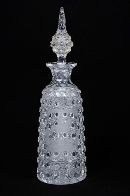 Lot 38 - Fine Victorian cut glass decanter and stopper finely engraved with a portrait of Prince Albert on horseback and titled ' The Souvenir Bouquet Prepared by G.A. Davenport  Chemist, Wolverhampton ' 31...