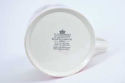 Lot 45 - The Coronation of H.M.Queen Elizabeth II 1953, scarce Eric Ravilious designed Wedgwood Souvenir mug with stylised Royal Arms , ER and 1953, marks to base 10.4cm high, 10.6cm diameter