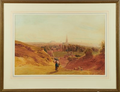 Lot 1262 - John Thirtle (1777-1839) watercolour - Norwich from Mousehold Heath, signed and dated 1816, in glazed gilt frame