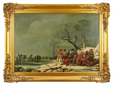 Lot 1163 - T. Weeks after Philip James de Loutherbourg (1740-1812) oil on canvas - Skating in Hyde Park, signed and dated, 56cm x 81cm 
Provenance: Prince Georg Valdemar of Denmark, thence by decent