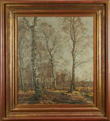 Lot 1166 - Carl Hansen (1872-1934) oil on canvas - winter woodland with a figure on a track, signed and dated 1906, 59cm x 51cm