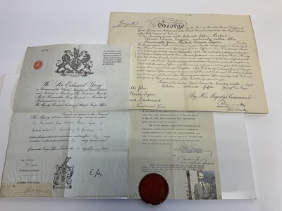 Lot 63 - The Honourable John Herbert Bowes-Lyon ( brother of H.M.Queen Elizabeth The Queen Mother and Lady Elizabeth Shakerley's Grandfather ) Edwardian passport dated 30th January 1909, First World War Off...