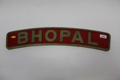 Lot 2455 - Brass Bhopal train sign