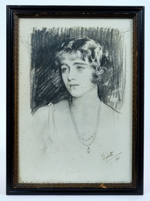 Lot 65 - Lady Elizabeth Bowes-Lyon (later H.M.Queen Elizabeth The Queen Mother ) signed presentation print portrait of The Duchess by John Singer Sargent signed in ink 'Elizabeth 1923' in original g...