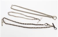 Lot 3333 - Silver Albert chain, ropetwist Albert chain...