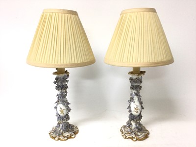 Lot 849 - Pair of 19th century Limoges style porcelain candlesticks
