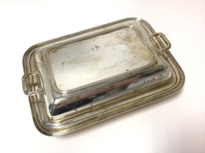 Lot 306 - Victorian silver entree dish of rectangular form, with reeded borders